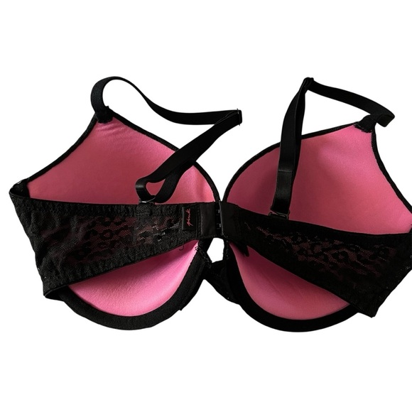 Victoria’s Secret PINK Wear Everywhere Black Lace Leopard Push Up Bra-Size 34D - Picture 4 of 8